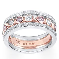 Rose gold Scrolls with Pink and White Diamonds