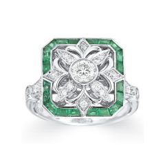 Art Deco with a Touch of Emerald Ring