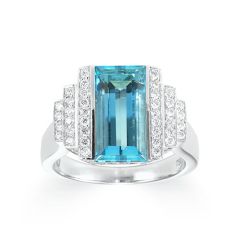 Art Deco Aquamarine Dress Ring