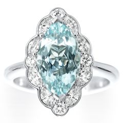 Scalloped Marquise Aquamarine Ring