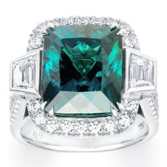 Tourmaline With Tapered Emerald Cut Diamonds