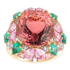 Multi-coloured Fancy Pink Tourmaline Ring