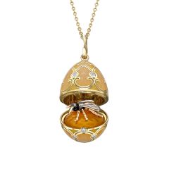 Heritage Yellow Gold Diamond Guilloché Enamel Bee Surprise Locket