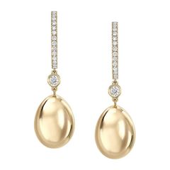 Yellow Gold Diamond Pavé Egg Drop Earrings