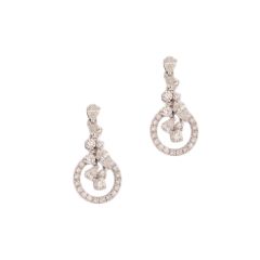 White Gold Round Brilliant and Pear Diamond Earrings