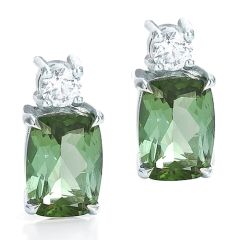 Cushion Cut Green Tourmaline Earrings