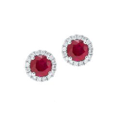 Round Ruby Studs