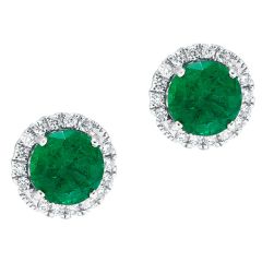 Round Emerald Studs