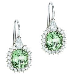 Cushion Mint Tourmaline Cluster Hook Earrings