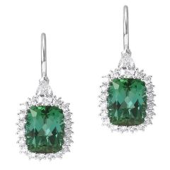 Cushion Tourmaline drop earrings