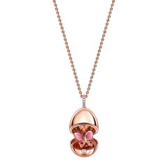 Rose Gold Ruby and Pink Lacquer Butterfly Surprise Locket