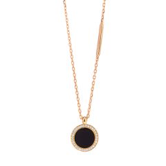 Round Onyx Rose Gold Pendant