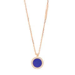 Round Lapis Rose Gold Pendant