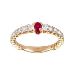 Rose Gold Ruby and Graduated Diamond Shank Ring