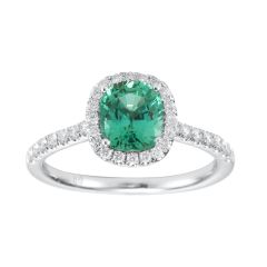 Green Tourmaline Cushion Diamond Ring