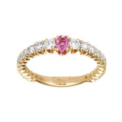 Rose Gold Pink Sapphire and Graduated Diamond Shank Ring