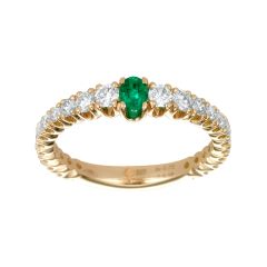 Rose Gold Emerald and Graduated Diamond Shank Ring