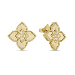 Yellow Gold Venetian Princess Earrings with Diamonds