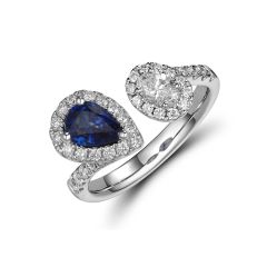 Gemini Sapphire and Oval Cut Diamond Ring