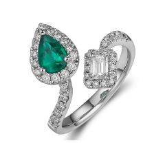 Gemini Emerald and Emerald Cut Diamond Ring