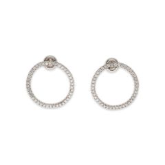 White Gold Diamond Set Hoop Extensible Earrings