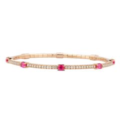 Rose Gold Oval Rubies and Diamonds Extensible Bracelet