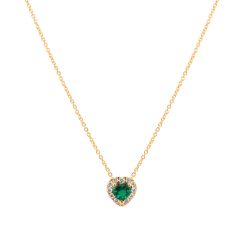 Emerald and Diamond Heart Pendant