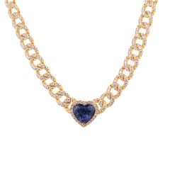 Sapphire and Diamond Set Chain Necklace