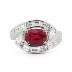 Twisted Oval Ruby and Diamond Ring