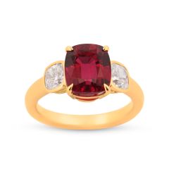 Rose Gold Cushion Cut Ruby and Diamond Ring