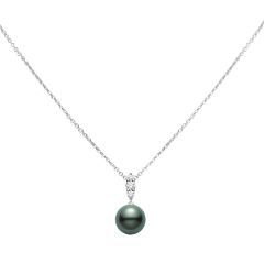 Morning Dew Black South Sea Cultured Pearl and Diamond Pendant