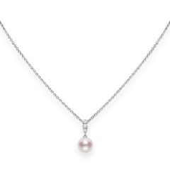 Morning Dew Akoya Cultured Pearl and Diamond Pendant