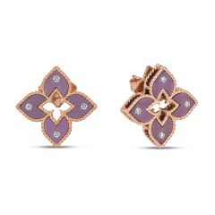 Rose Gold Venetian Princess Pink Titanium Diamond Flower Studs