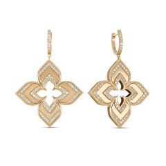 Yellow Gold Venetian Princess Diamond Flower Drop Earrings