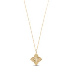 Yellow Gold Venetian Princess Diamond Flower Pendant