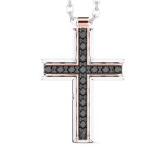 Insignia Gold Cross Black Diamond Pendant